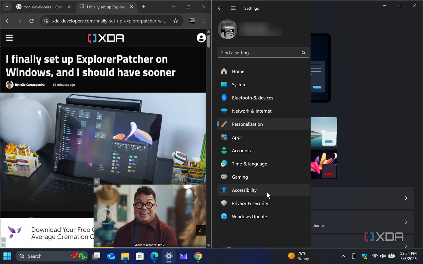 Shows accessibility in Settings on Windows 11