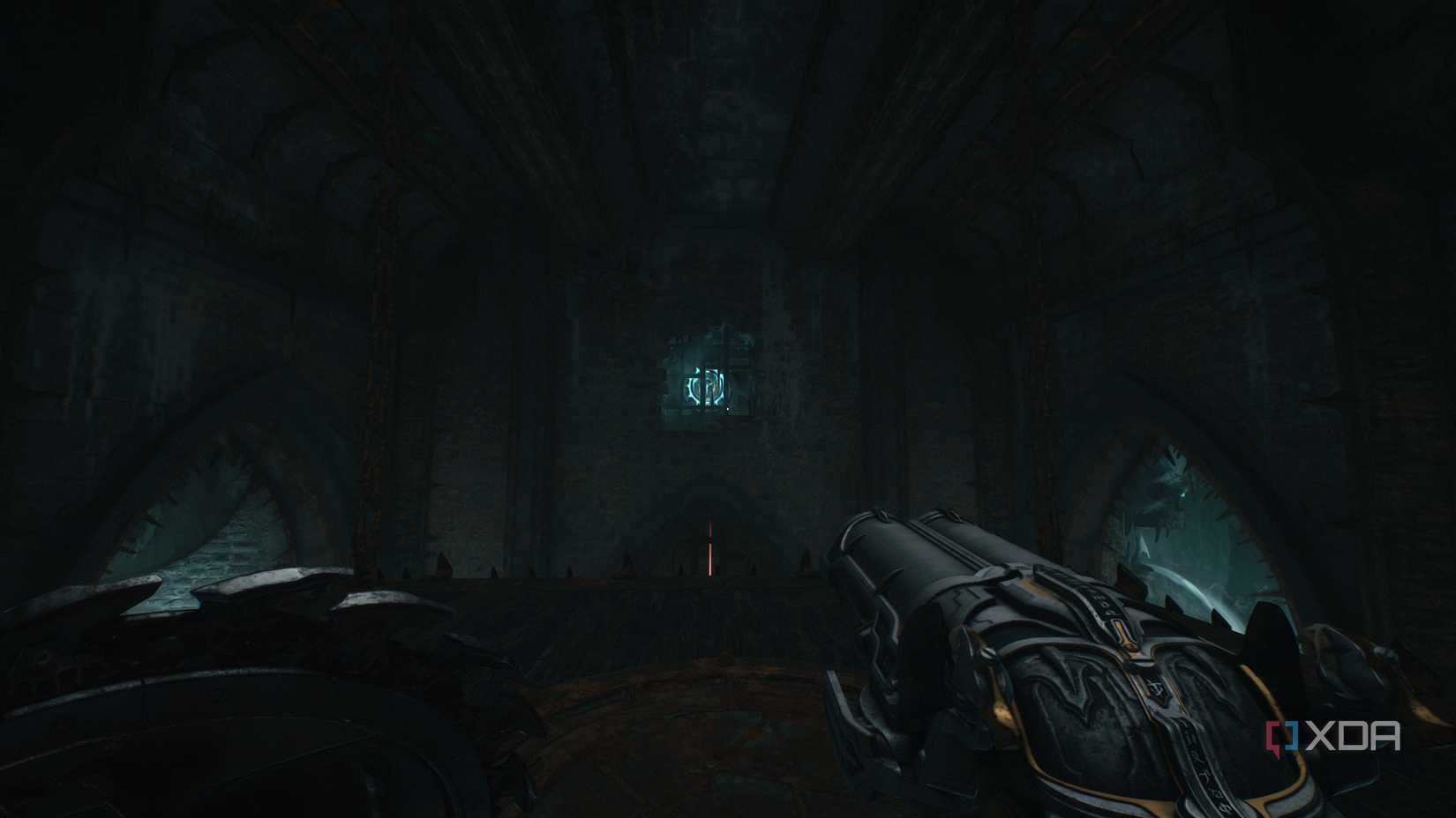 A blue energy node in the wall in chapter 19 of Doom: The Dark Ages.