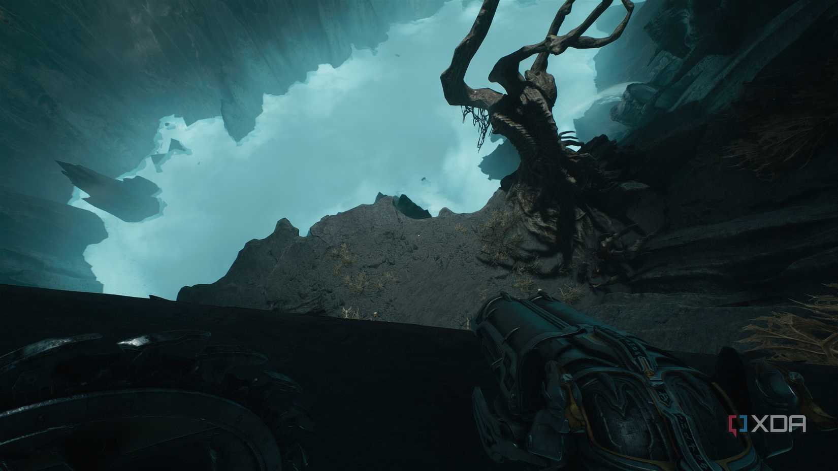 A platform below the Slayer to jump down to in chapter 19 of Doom: The Dark Ages.