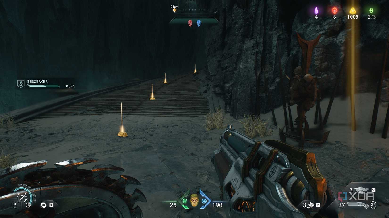 A trail of gold bars on stairs in chapter 19 of Doom: The Dark Ages.