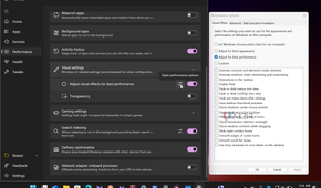 Shows managing visual effects settings in Wintoys
