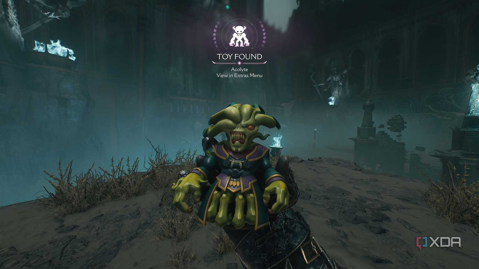 The acolyte collectible toy in chapter 19 of Doom: The Dark Ages.