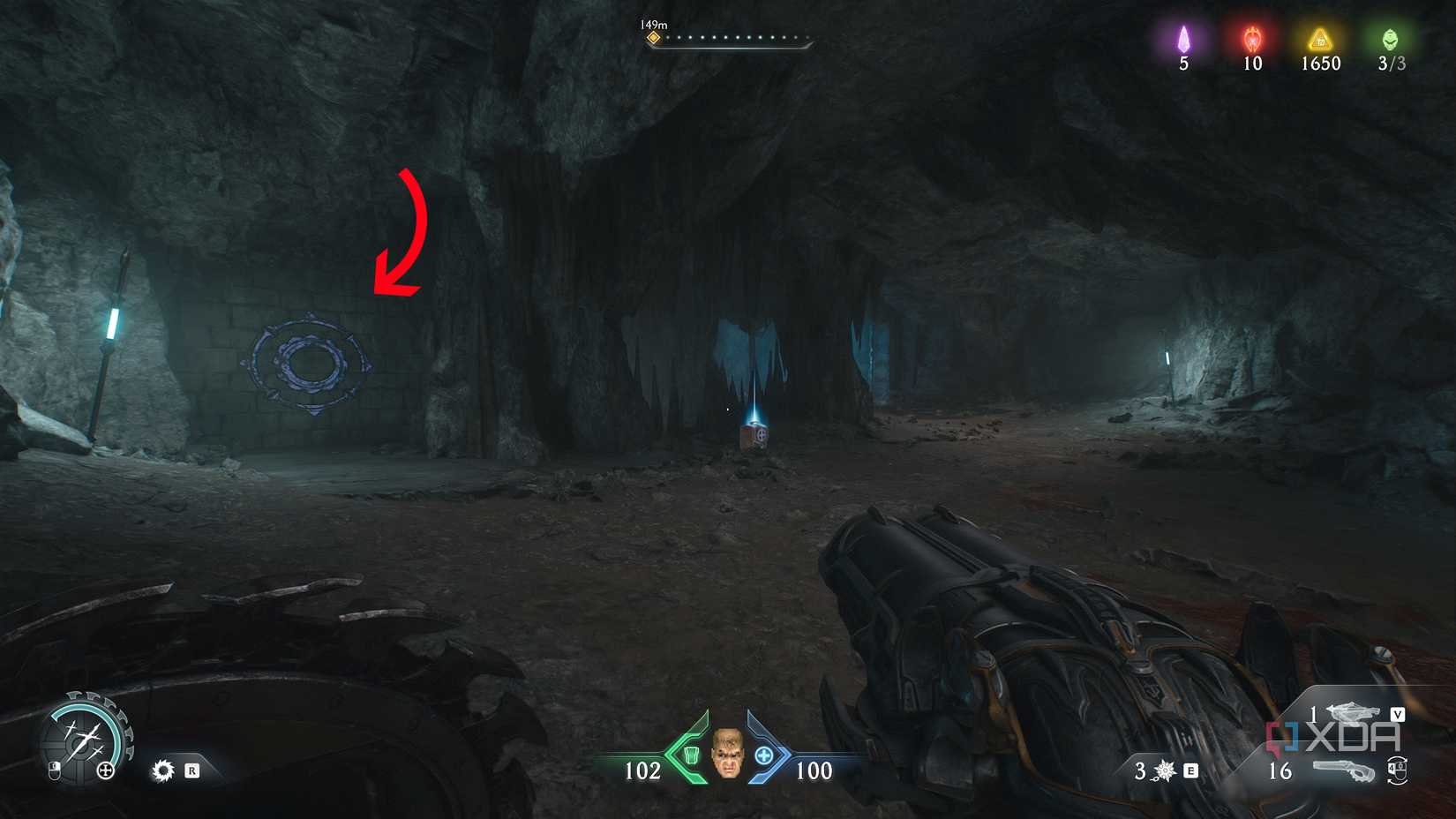 A shield bash wall in chapter 20 of Doom: The Dark Ages.