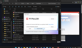 Shows installing Vivaldi web browser