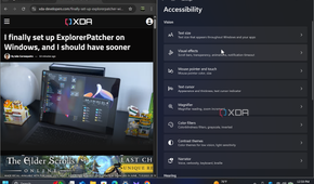 Shows accessibility settings with visual effects selected
