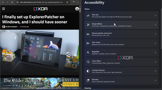 Shows accessibility settings with visual effects selected