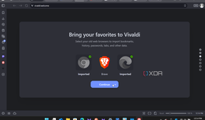 Shows importing bookmarks to Vivaldi