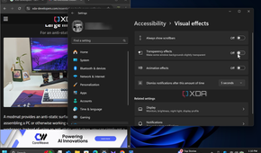 Shows turning off transparency effects on Windows 11