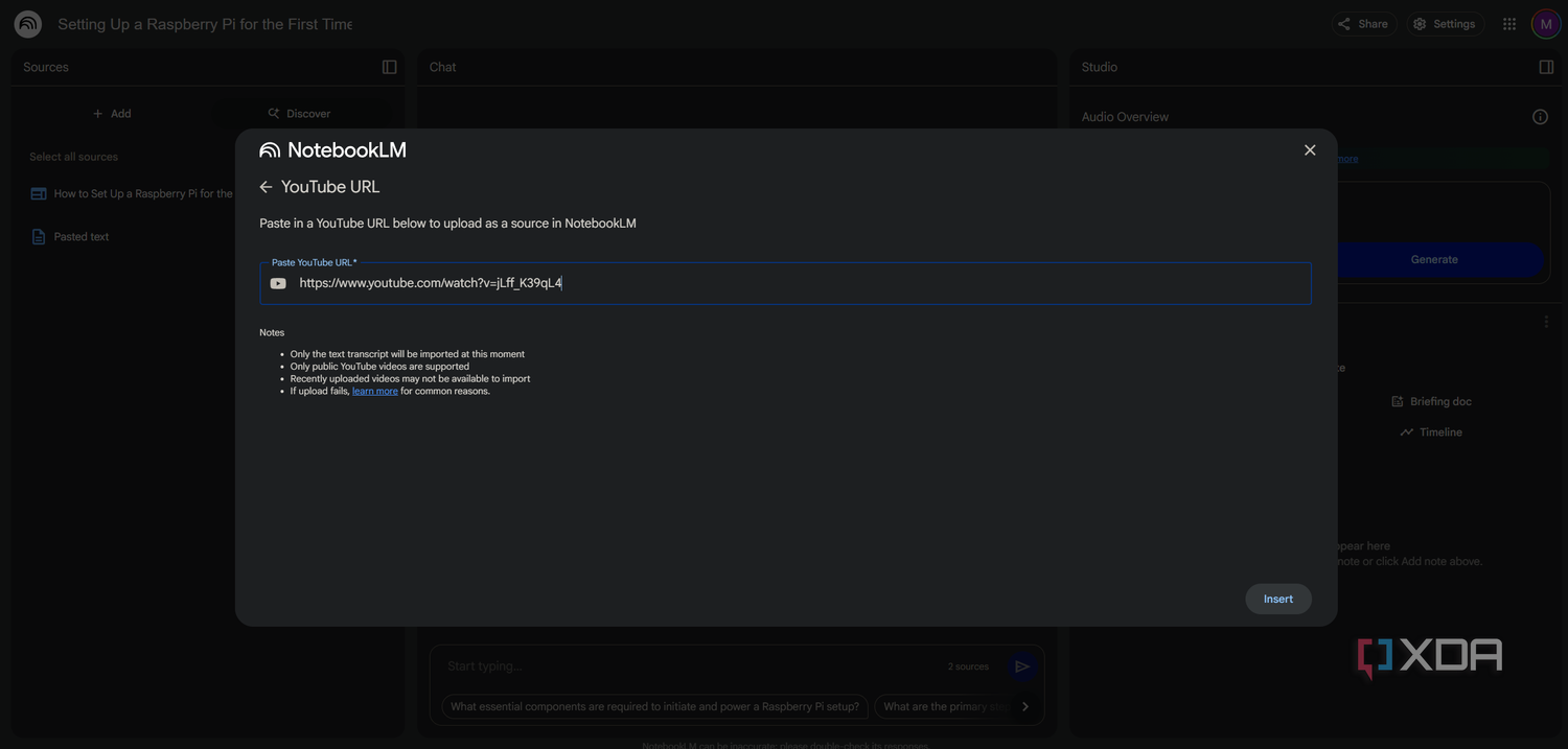 adding a youtube video as a source to notebooklm