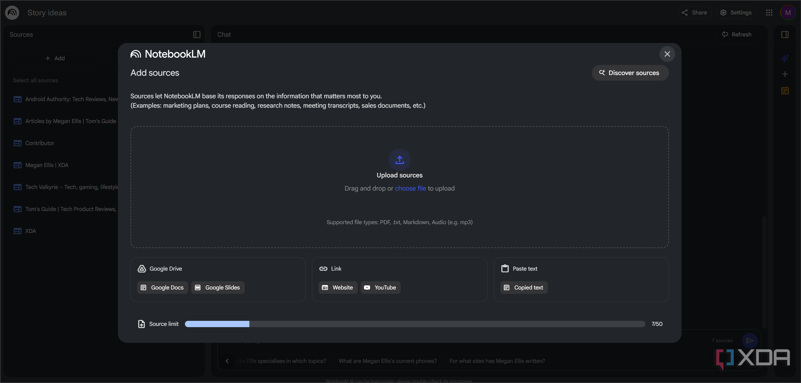 adding sources to notebooklm