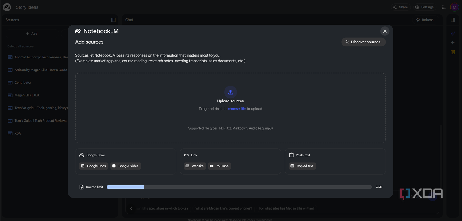 adding sources to notebooklm
