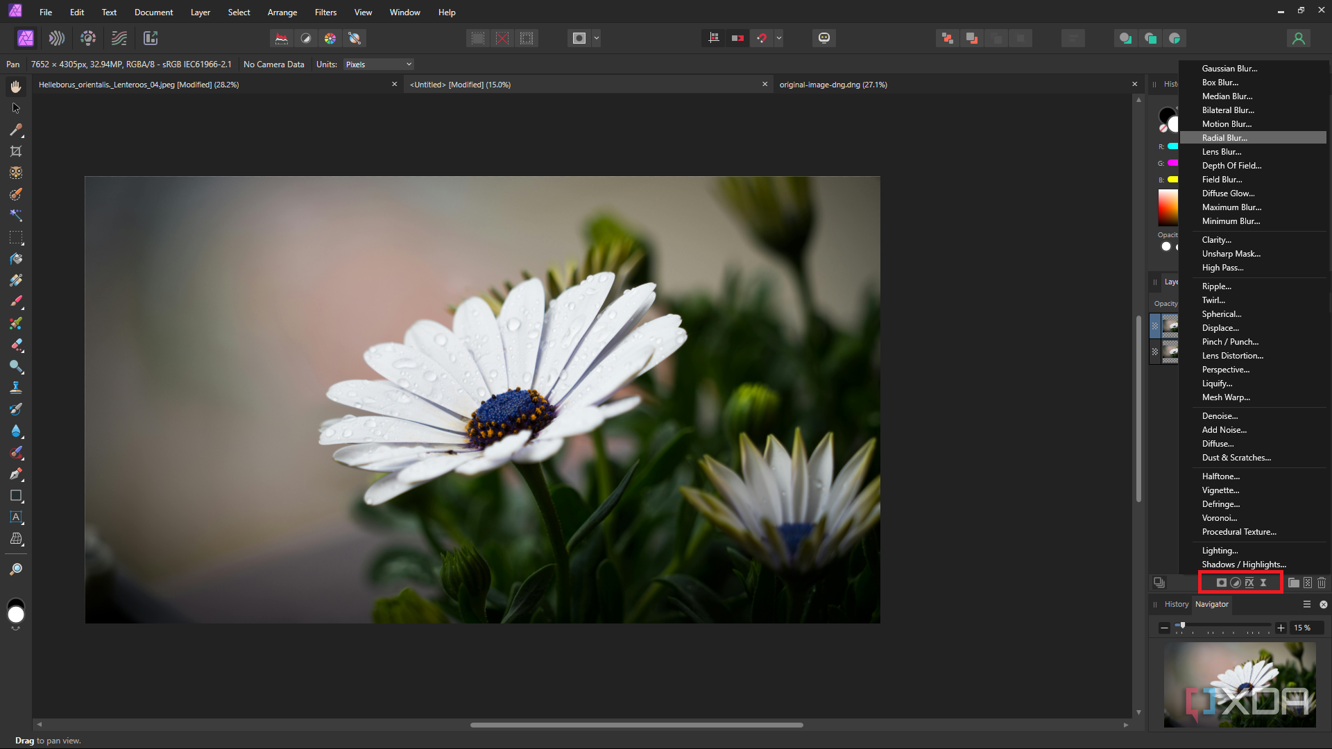 Affinity Photo live filters