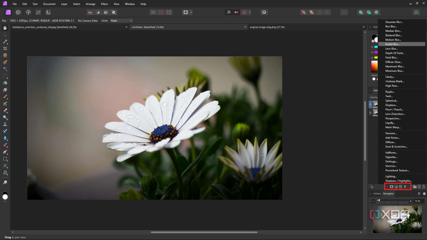 Affinity Photo live filters