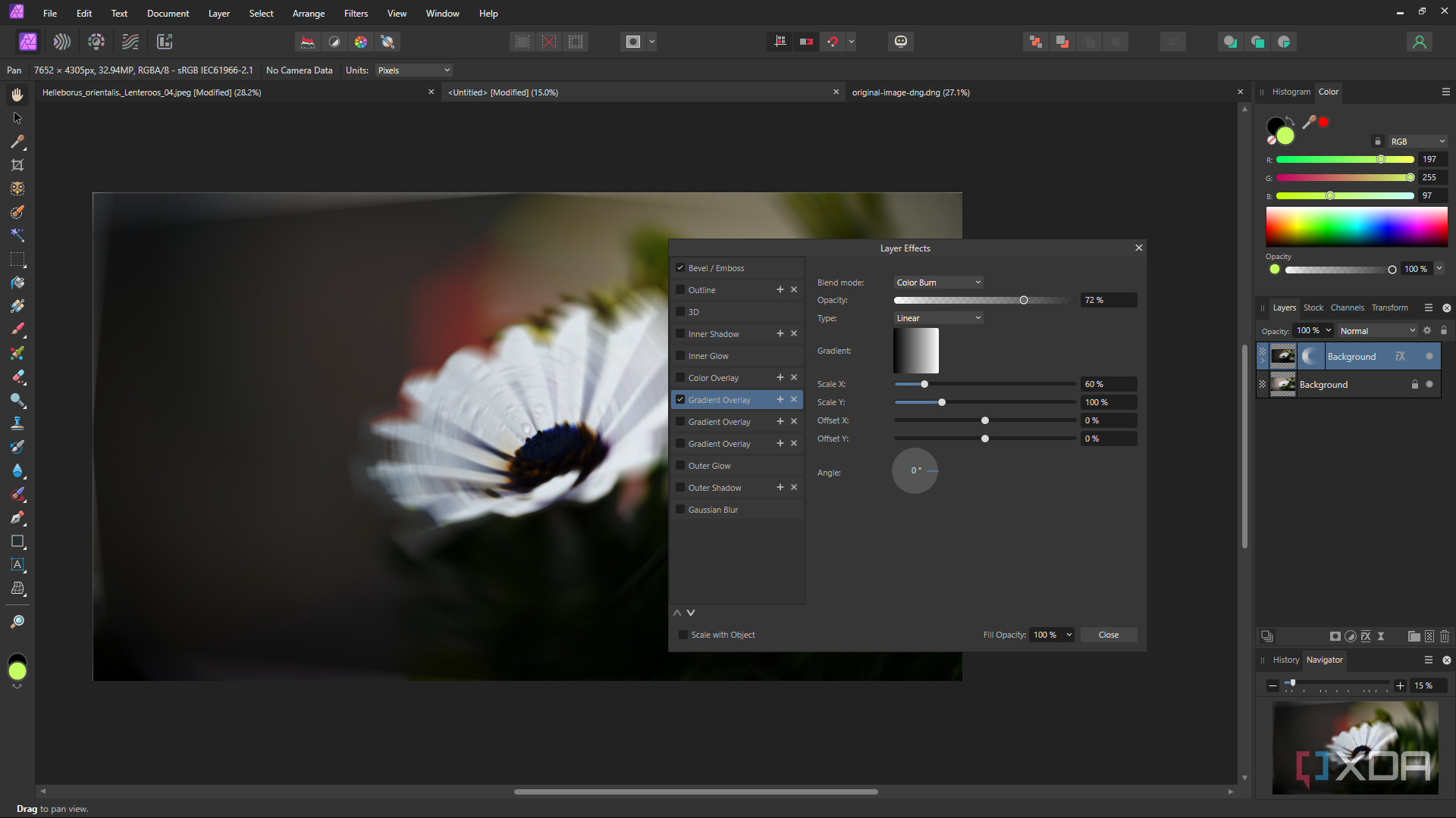 Affinity Photo live layer effects