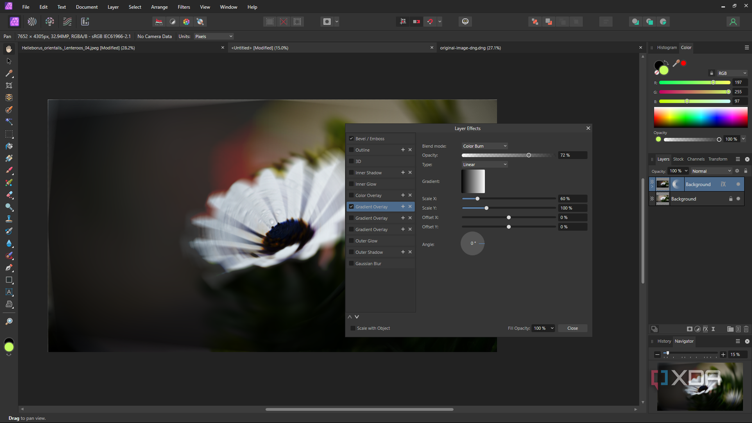 Affinity Photo live layer effects