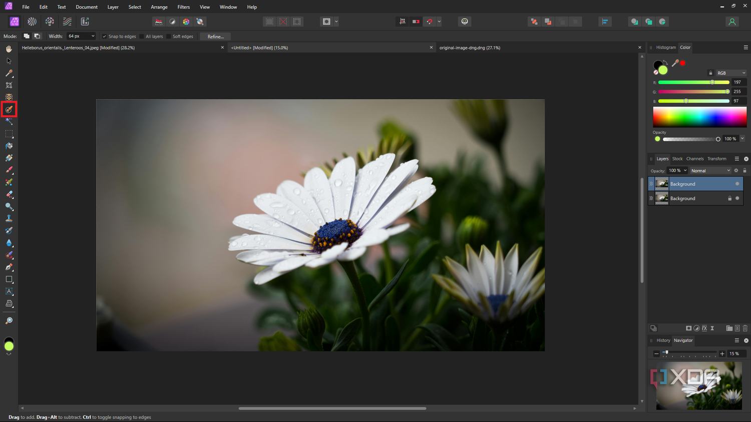 Affinity Photo selection brush