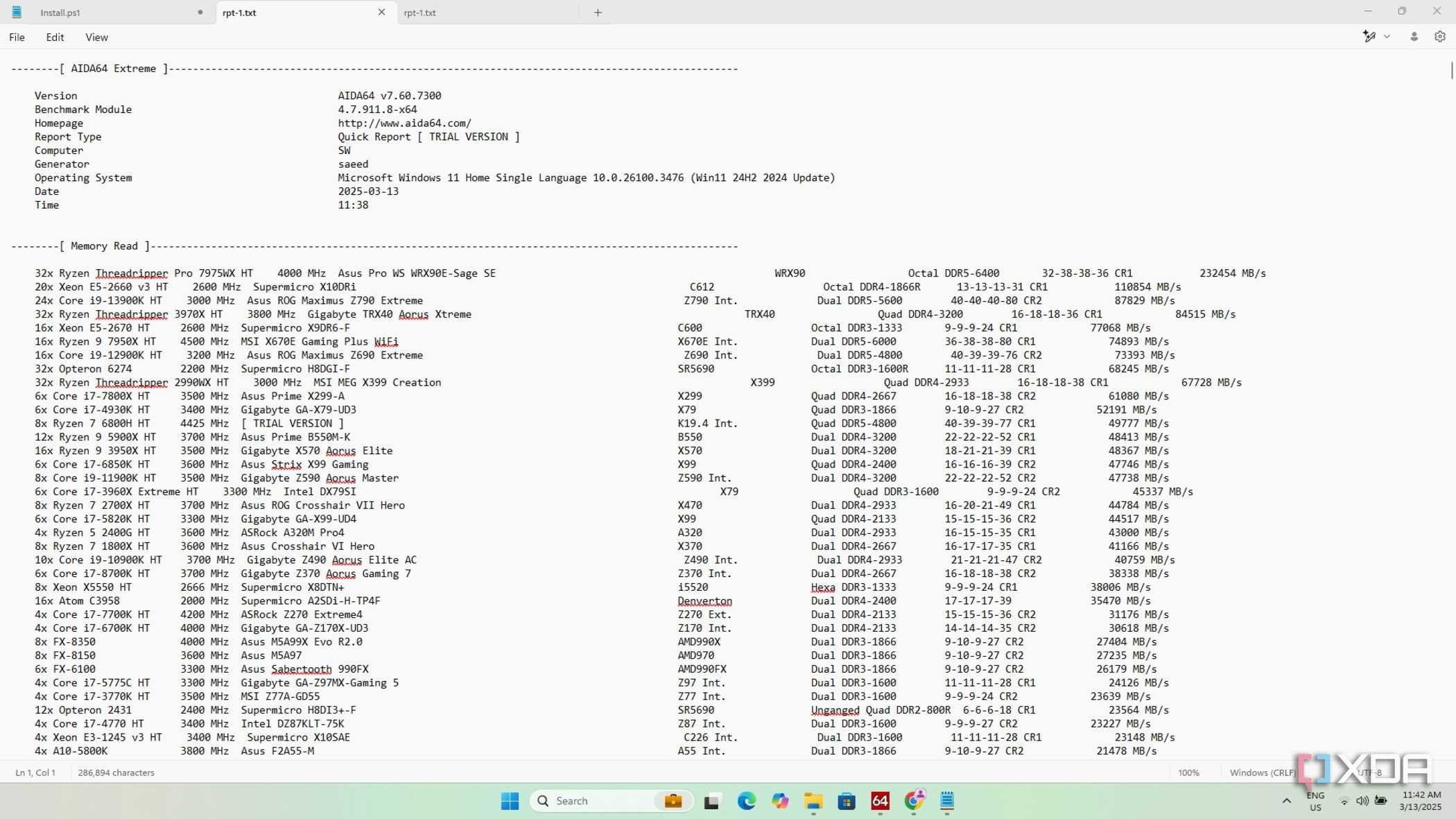 Aida64 benchmark report