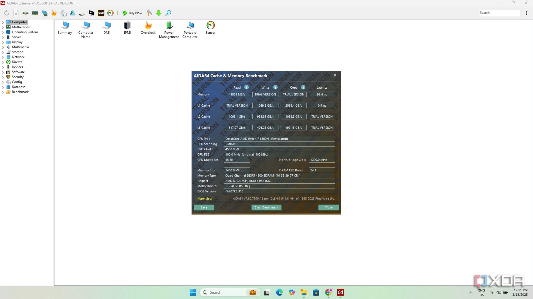 Aida64 Cache and memory benchmark