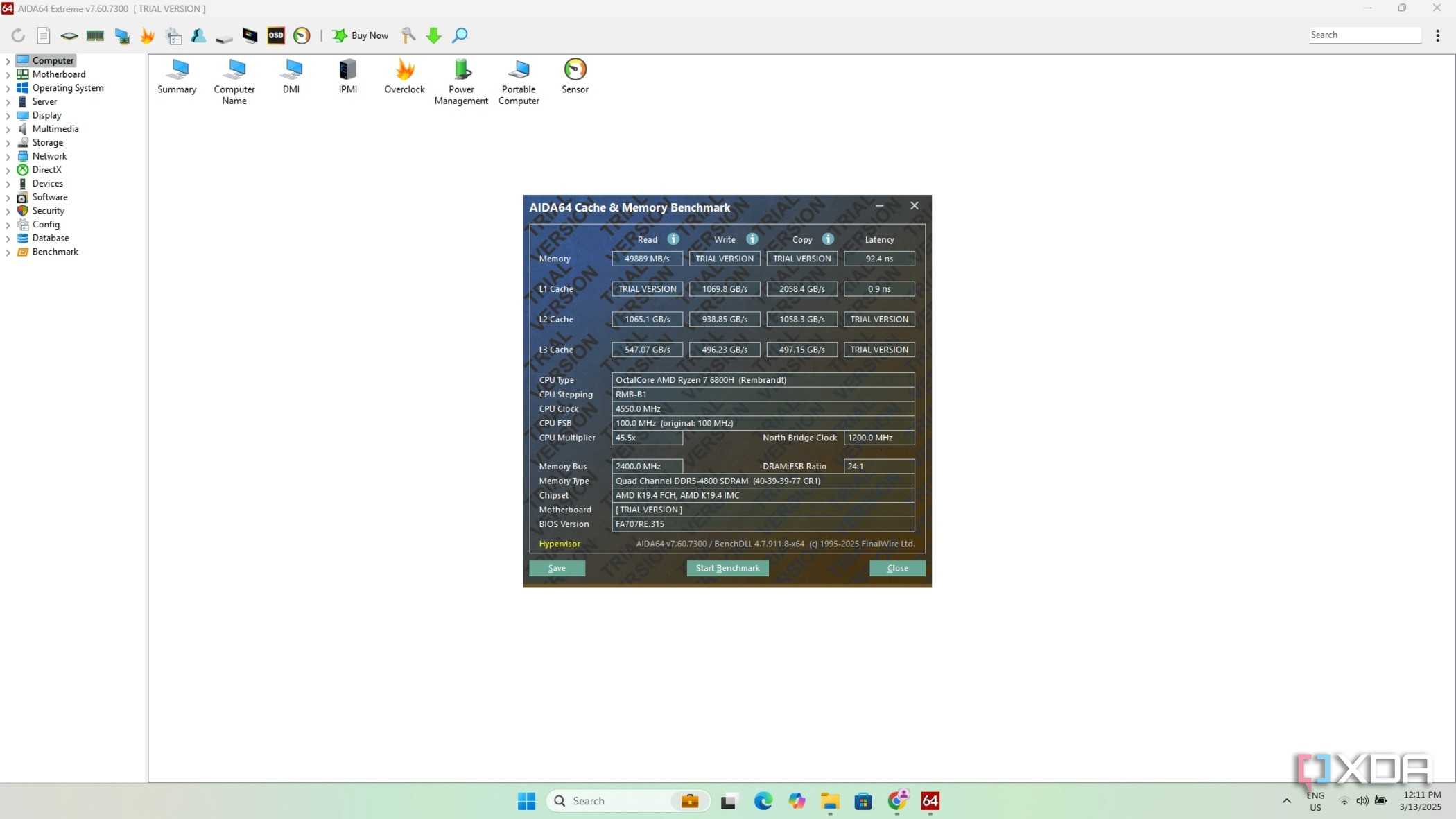 Aida64 Cache and memory benchmark