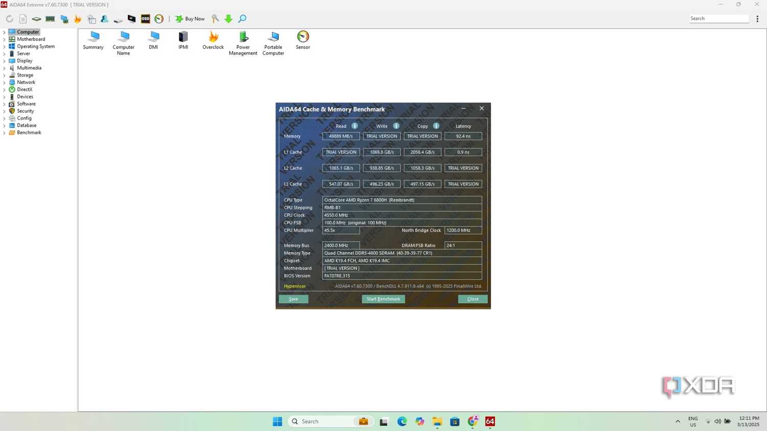 Aida64 Cache and memory benchmark
