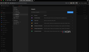 Snippets window in Notion Mail