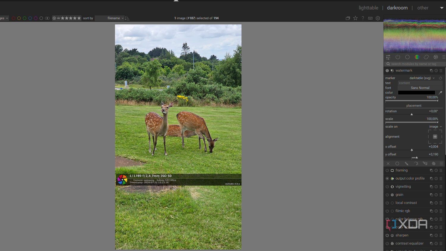 applying a watermark in darktable