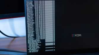 Close-up of a laptop while installing Arch Linux
