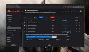 The Notification Rules tab in the Authentik web UI