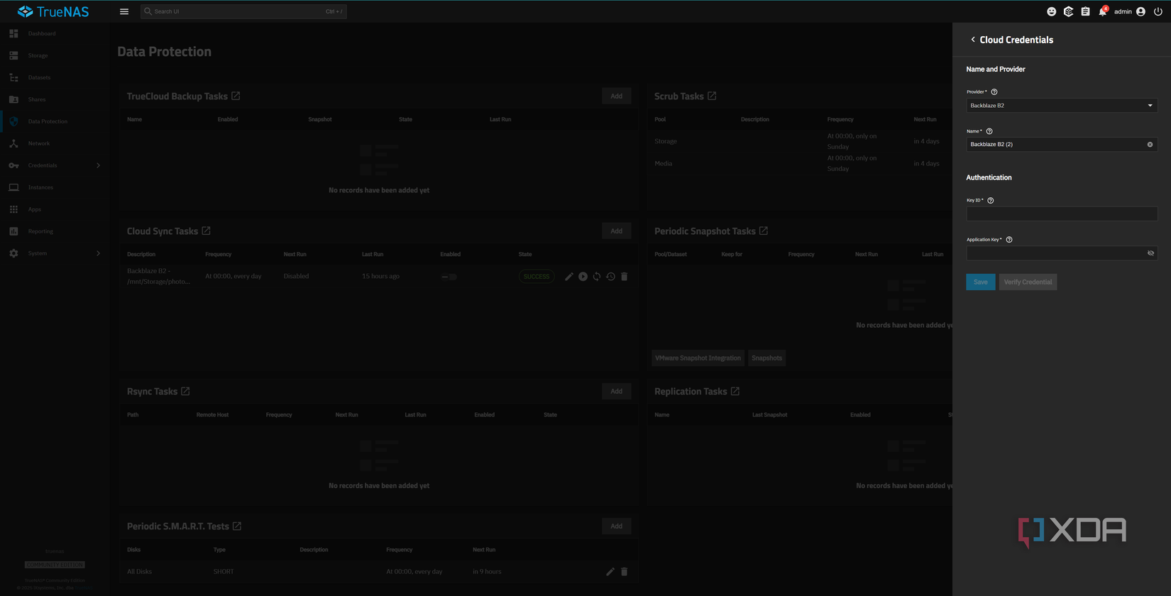 Adding Backblaze B2 credentials to TrueNAS