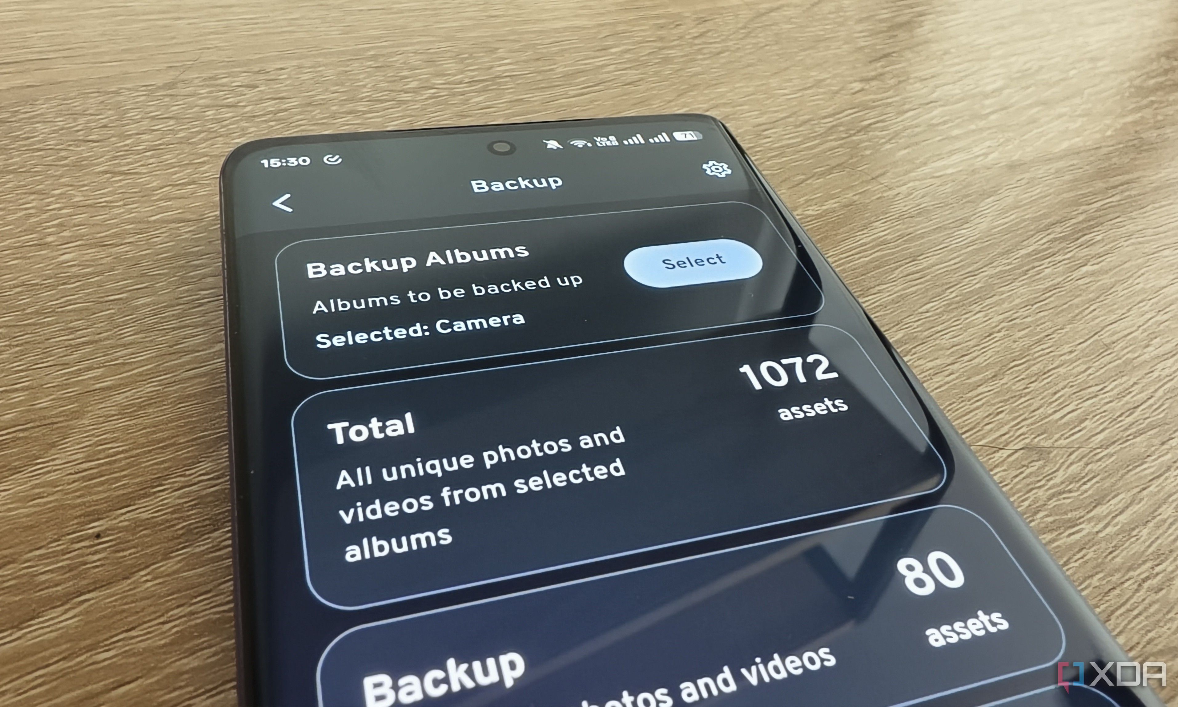 backup options in immich smartphone app
