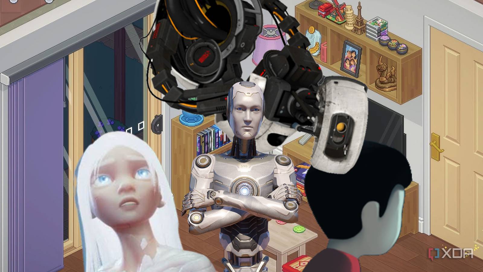 Glados, Gaia, Talos, Inside, with Unpacking background