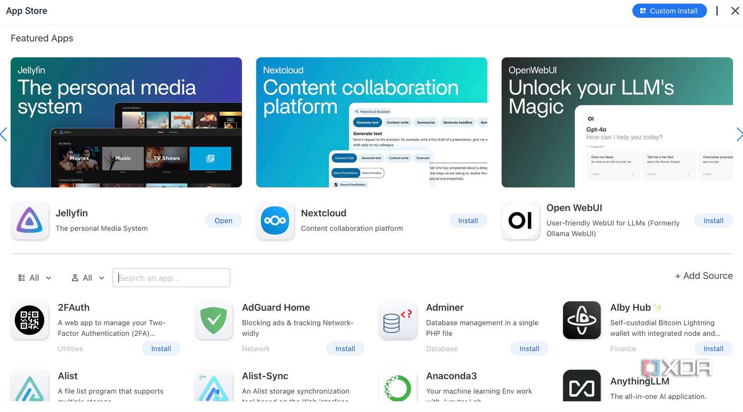 CasaOS app store