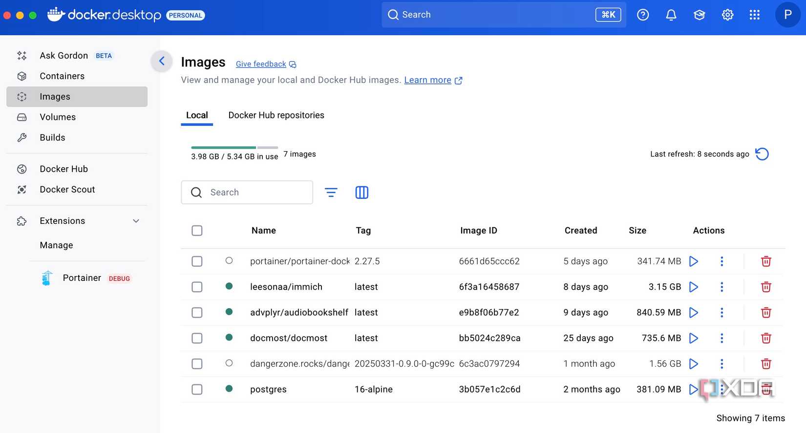 Docker desktop images