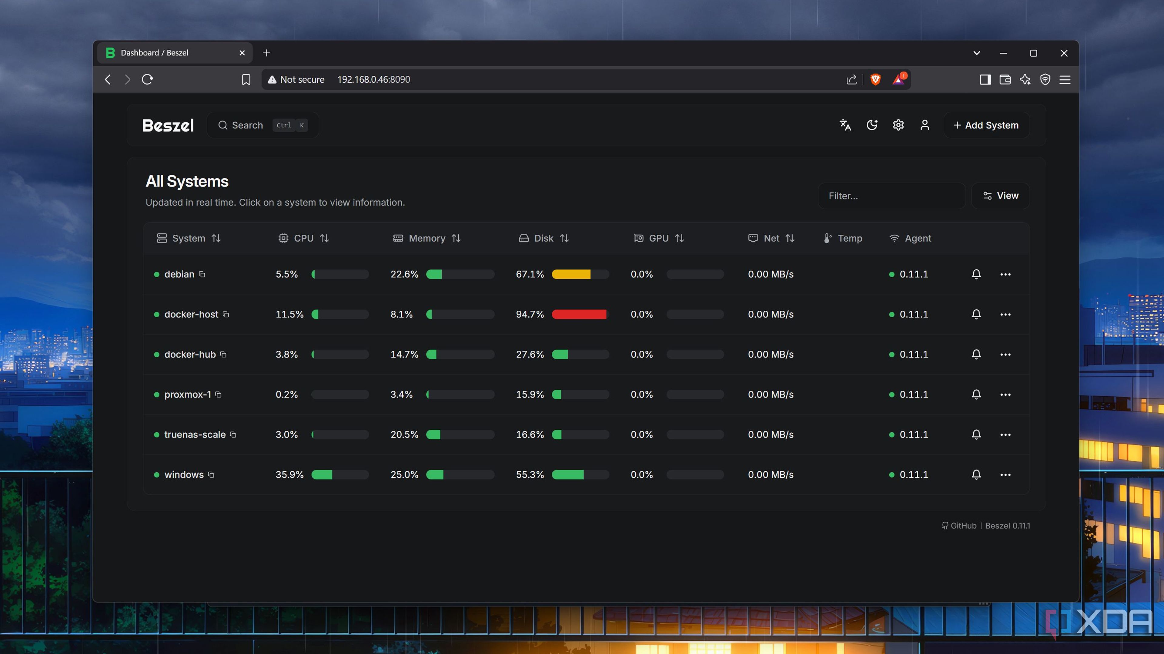 Monitoring multiple servers using Beszel