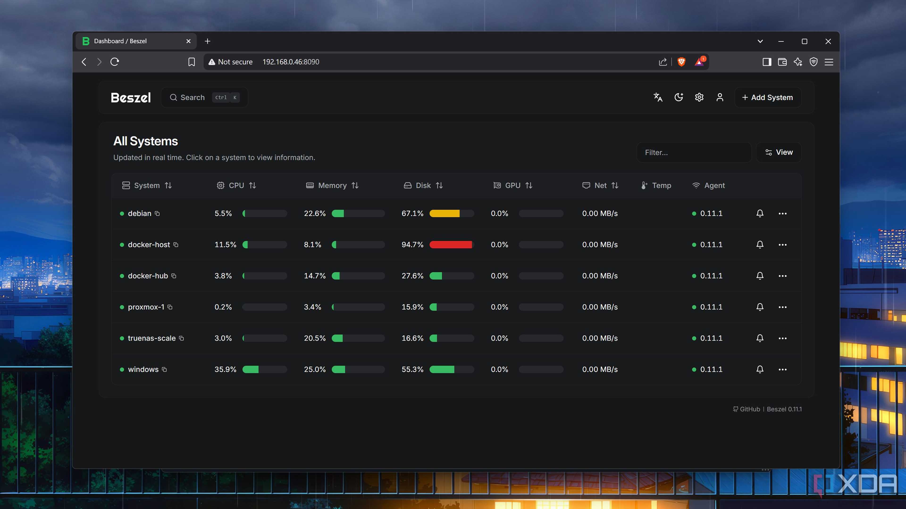 Monitoring multiple servers using Beszel