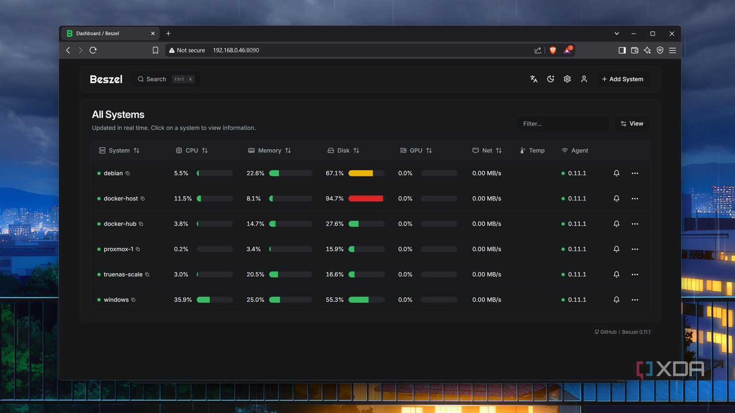 Monitoring multiple servers using Beszel