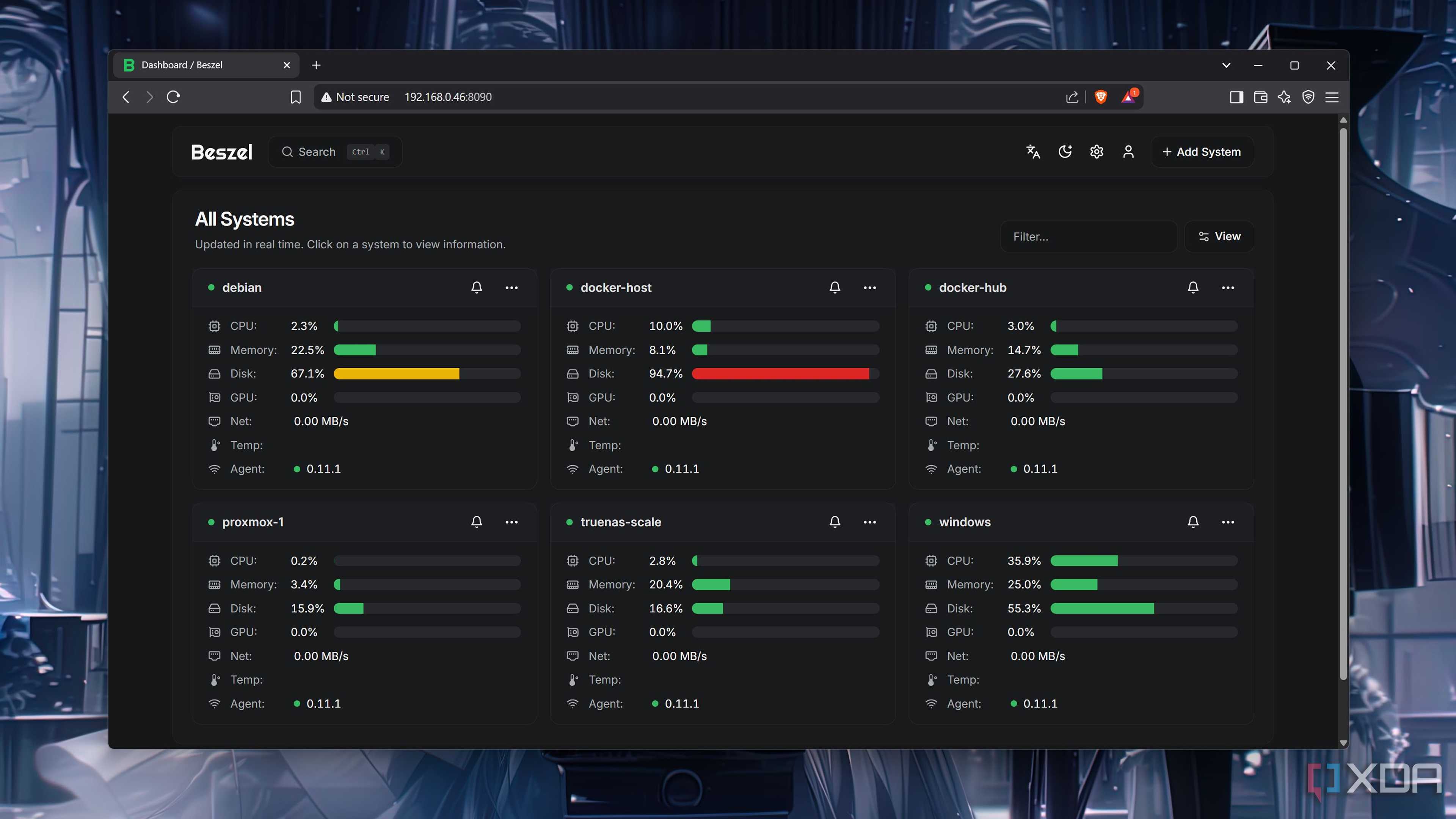 Monitoring multiple servers using Beszel