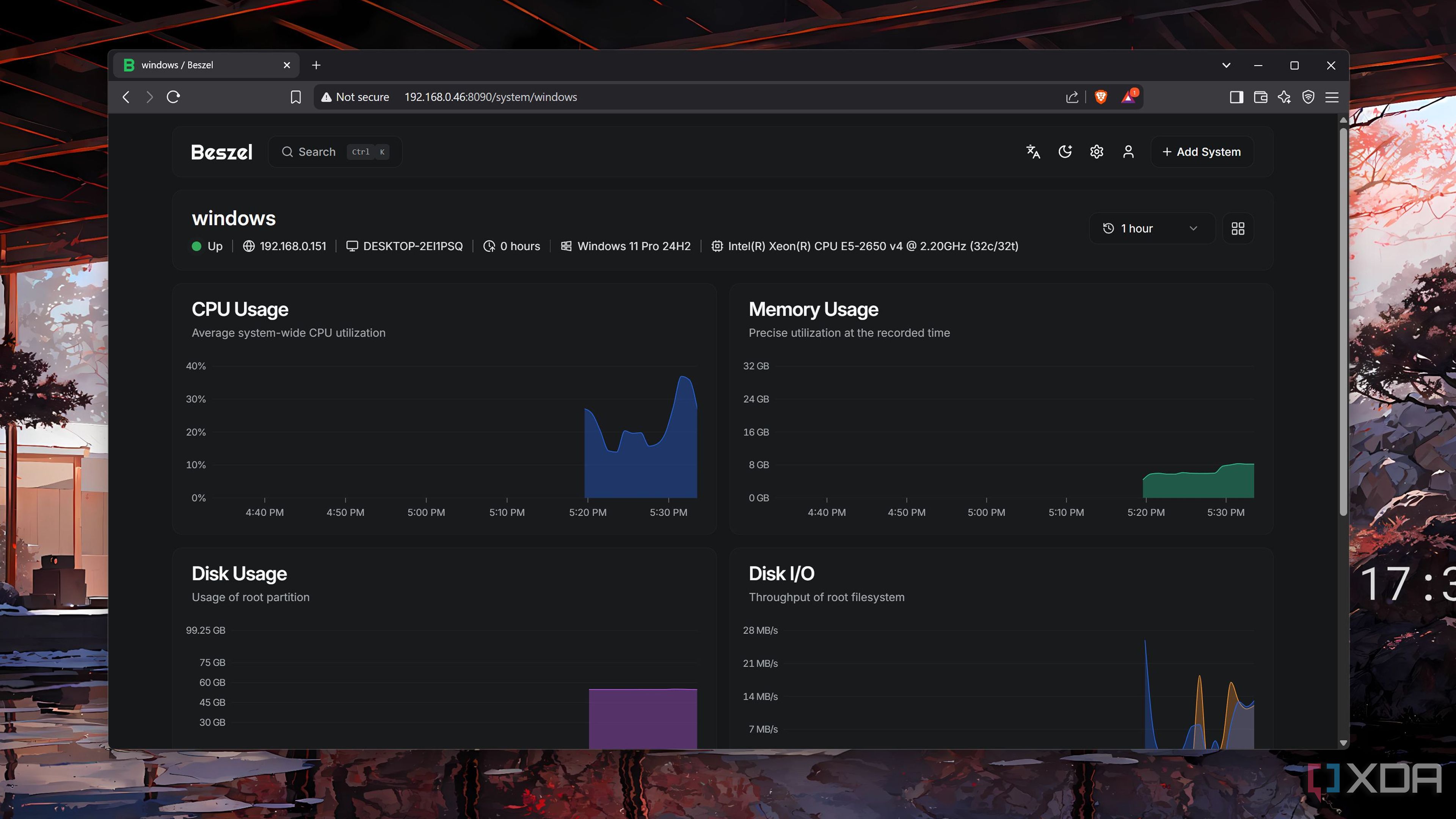 Monitoring a server using Beszel
