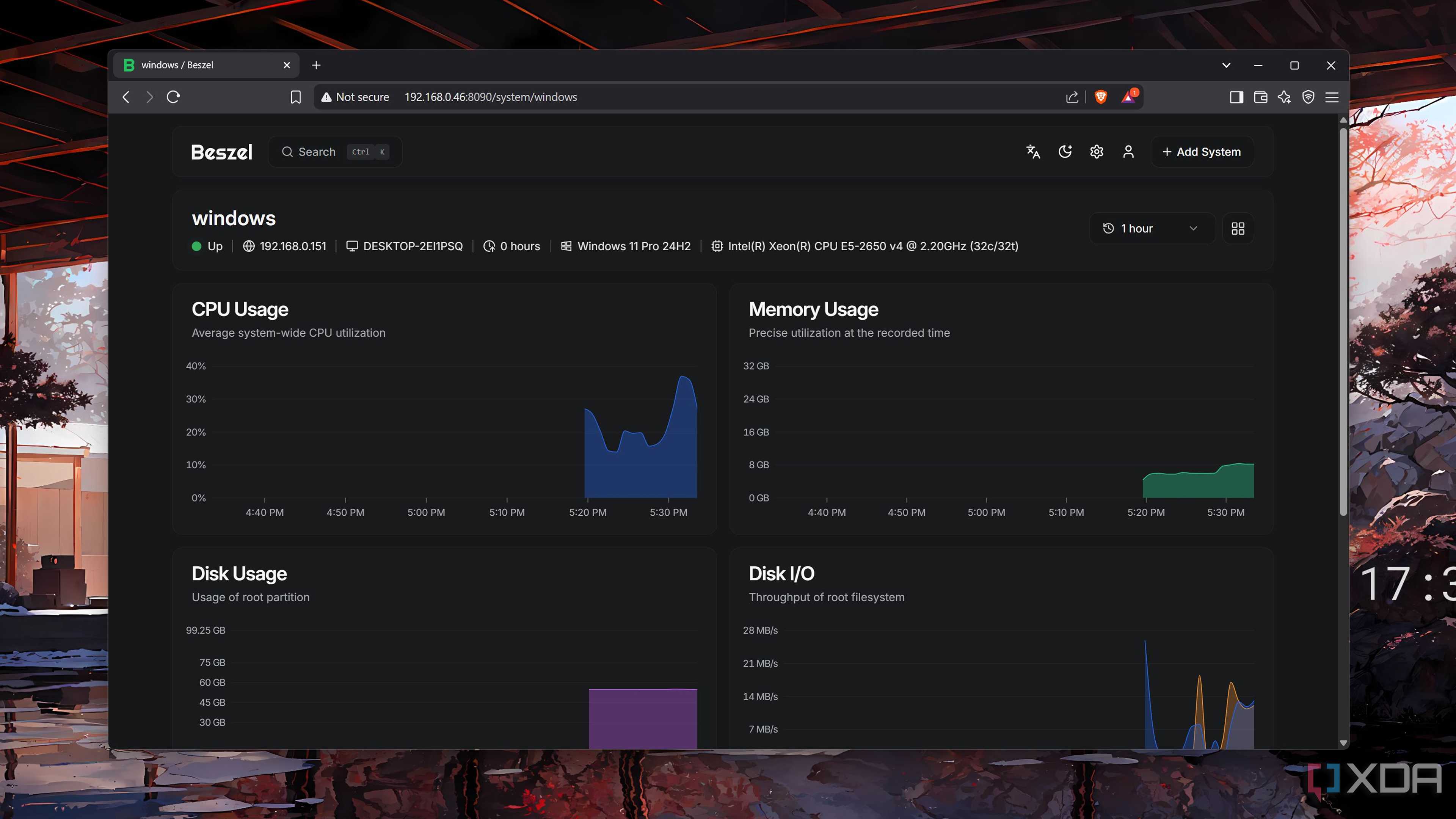 Monitoring a server using Beszel
