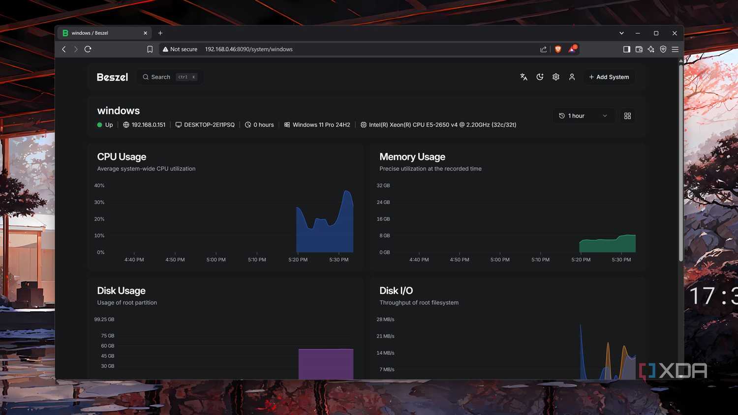 Monitoring a server using Beszel