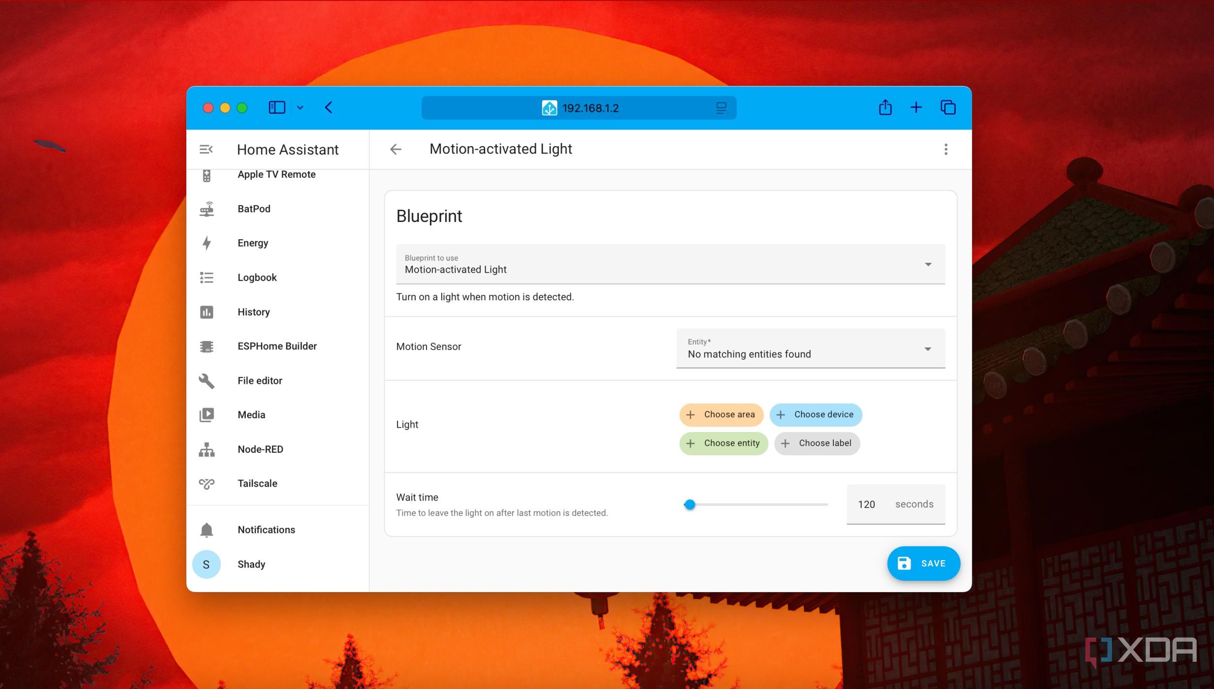 A screenshot of a Blueprint in Home Assistant