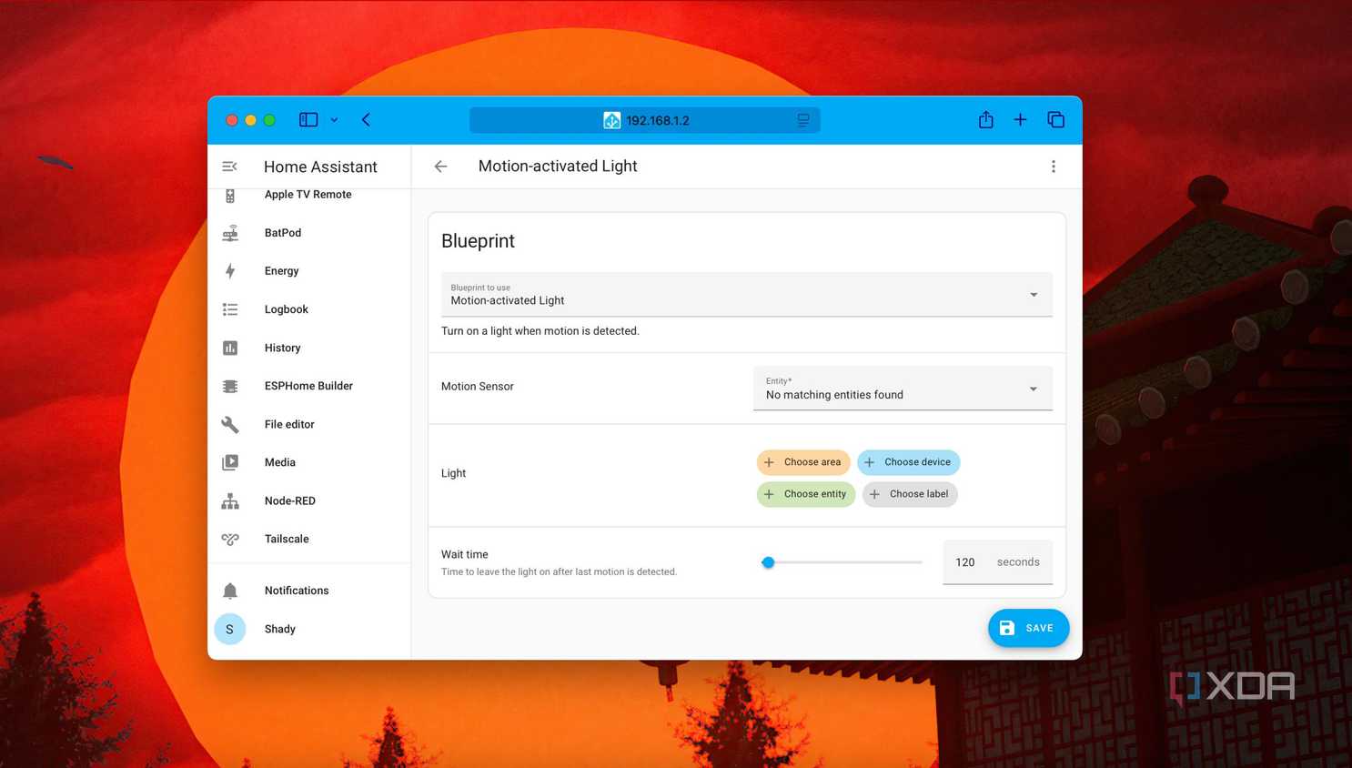A screenshot of a Blueprint in Home Assistant