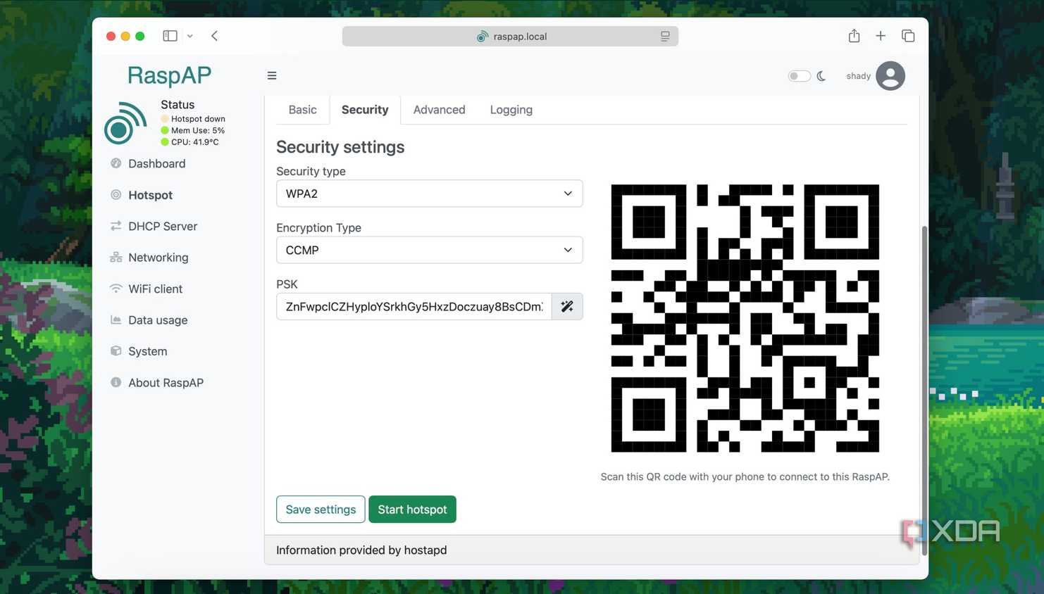 Changing the hotspot password in RaspAP