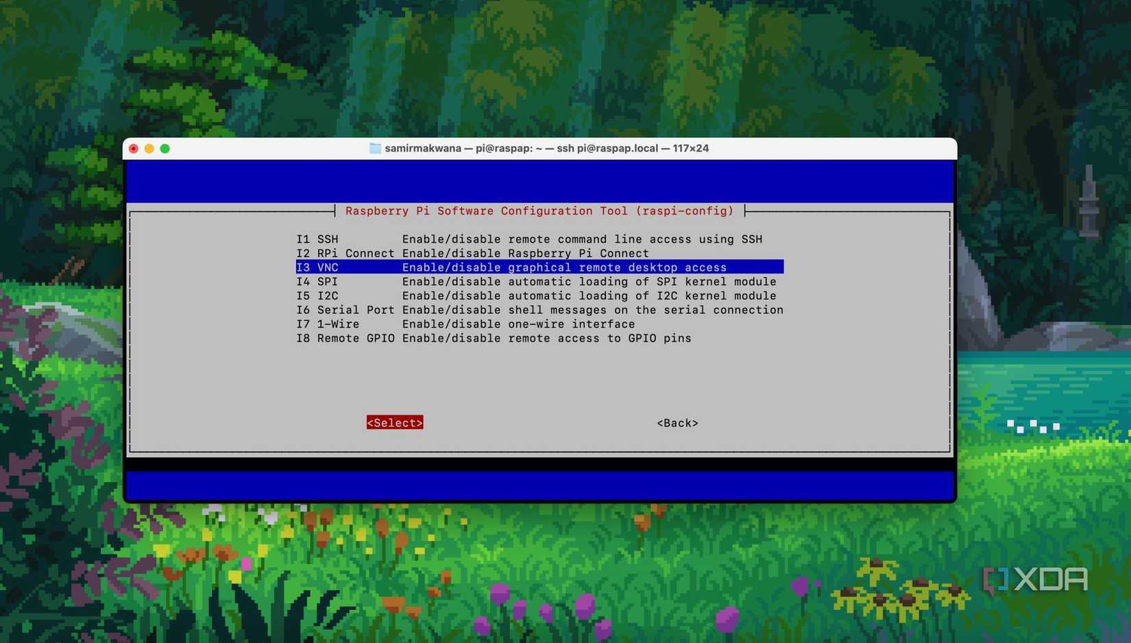 Choose option to enable VNC service on Raspberry Pi
