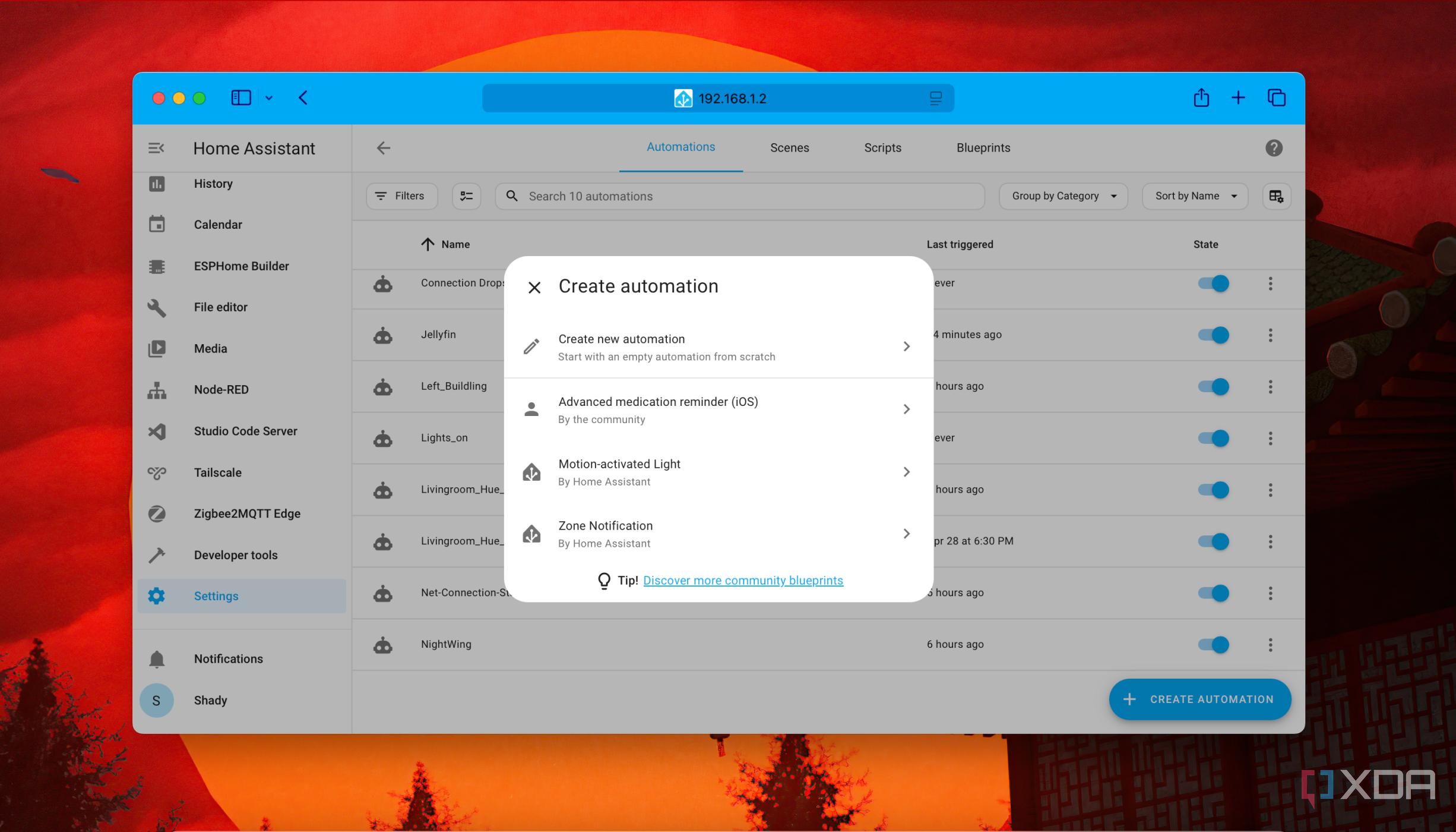 Pick the option for a Zone Automation in Home Assistant