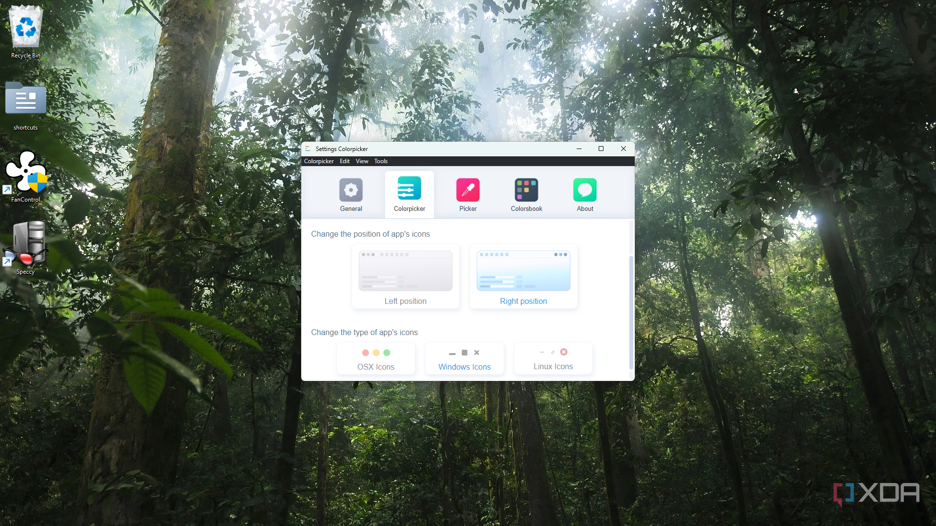Colorpicker settings