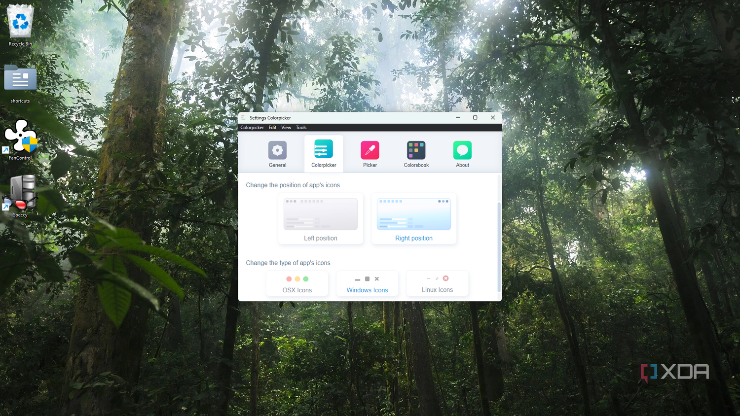 Colorpicker settings