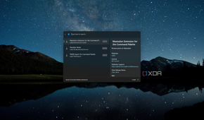 Screenshot of Command palette showing available extensions through WinGet