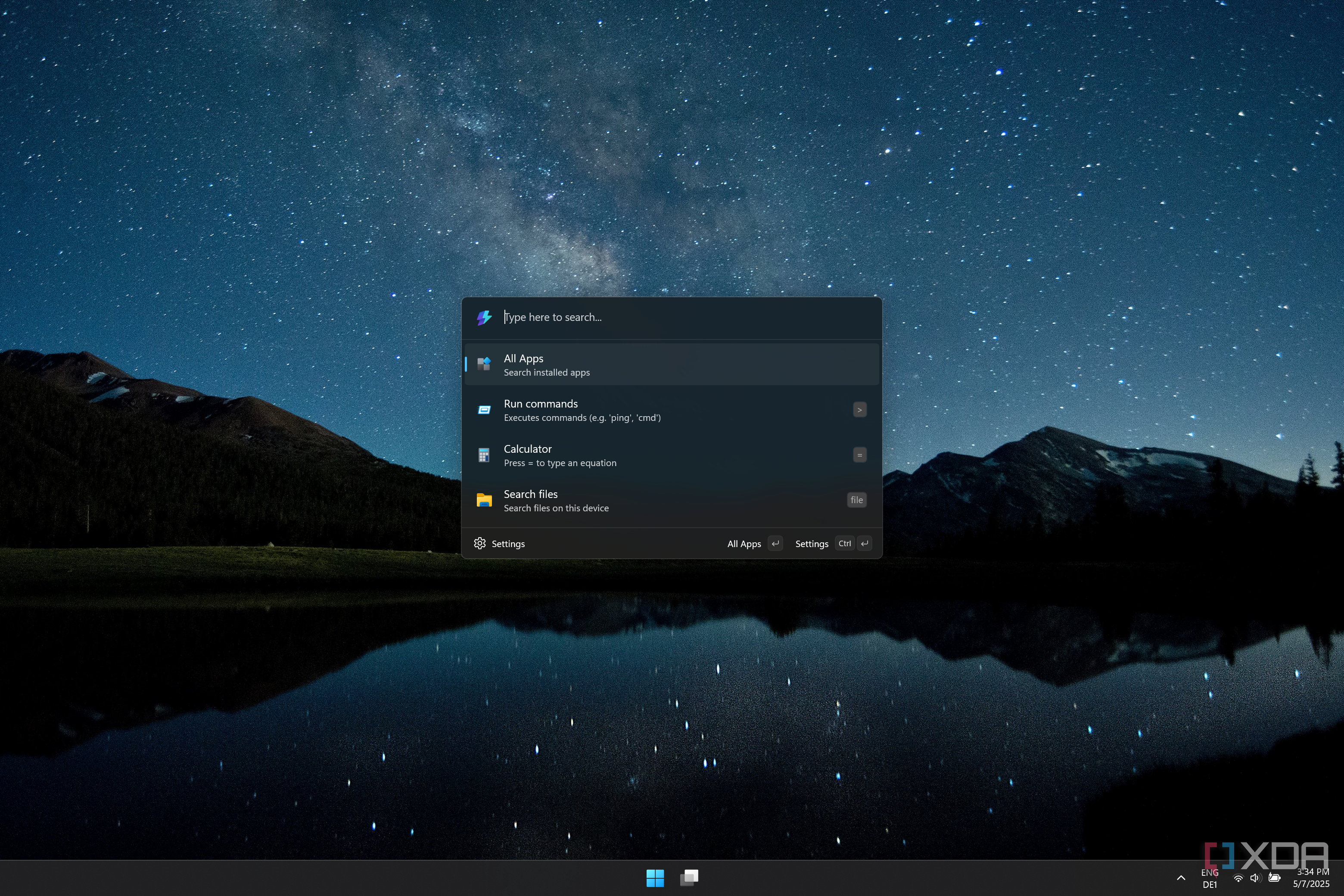 Screenshot of Command Palette's search bar before any query is typed