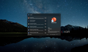 Screenshot of Command Palette after searching for PowerPoint, showing information about the app